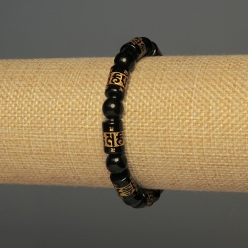 Браслет ахат (изкуствен), гладка топка, диаметър 8 мм ±, цилиндрична вставка, диаметър 12×8 мм ±, дължина 18 см ±, еластична основа