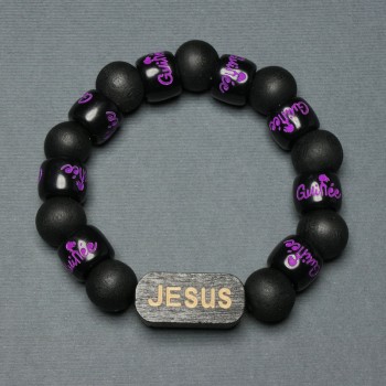 Гривна с дървени мъниста, диаметър 12 мм ± вложка дърво, диаметър 25×11 мм ±18 мм ± еластичен ластик