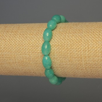 Гривна с аквамарин, мъниста, диаметър 12×8 мм, дължина 18 см, еластична основа