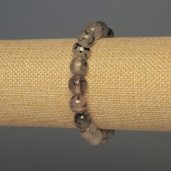 Гривна Агат Вени Дракона, гранени мъниста, диаметър 10 мм, дължина 18 см, еластична основа