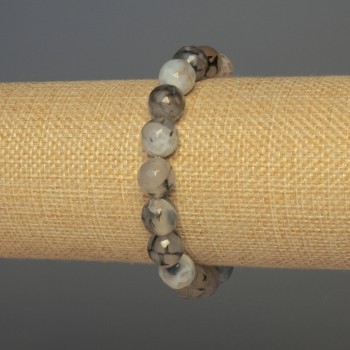 Браслет ахат „Вени Дракона“ гранена мъниста, диаметър около 10 мм, дължина 18 см, еластична основа