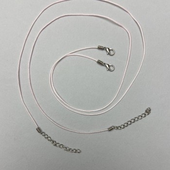 Розов шнур 'плетенка' за шия, диаметър 1 мм, дължина 51–55 см+