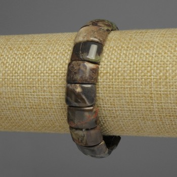 Гривна от естествен камък — океанска яшма, звена 15×10 мм, дължина 18 см, еластична