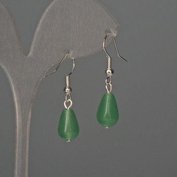 Обeци с нефрит капка 8×12 мм+-, дължина около 32 мм+