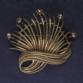 Брошка Акцент с розови кристали и златист метал 67×63 мм+