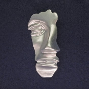 Брошка Акцент Лице матово сребро 78×40 мм +- сребрист метал