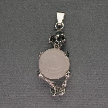 Кулон „Скелет“ от планински кристал, сферичен мънист, диаметър 16 мм ± 20×50 мм
