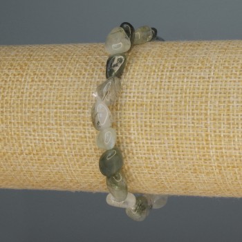 Браслет от рутилиран кварц — космат фасетирани мъниста, диаметър 8–10×7 мм, дължина 18 см ± стрейч