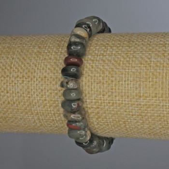 Гривна от яшма галтовка, диаметър 10×5 мм ±, дължина 18 мм ±, еластична основа