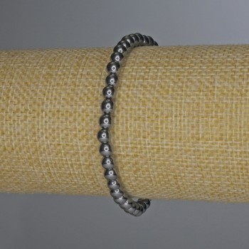 Гематитова гривна със гладко топче, диаметър 5 мм, дължина 18 см, еластична основа