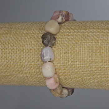 Браслет от розов опал с фасетирани мъниста, диаметър 8–12×10 мм ±, дължина 18 см ±, на еластична основа