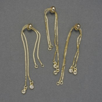 Основа за гривна слайдър с метал със златисто покритие и бели кристали