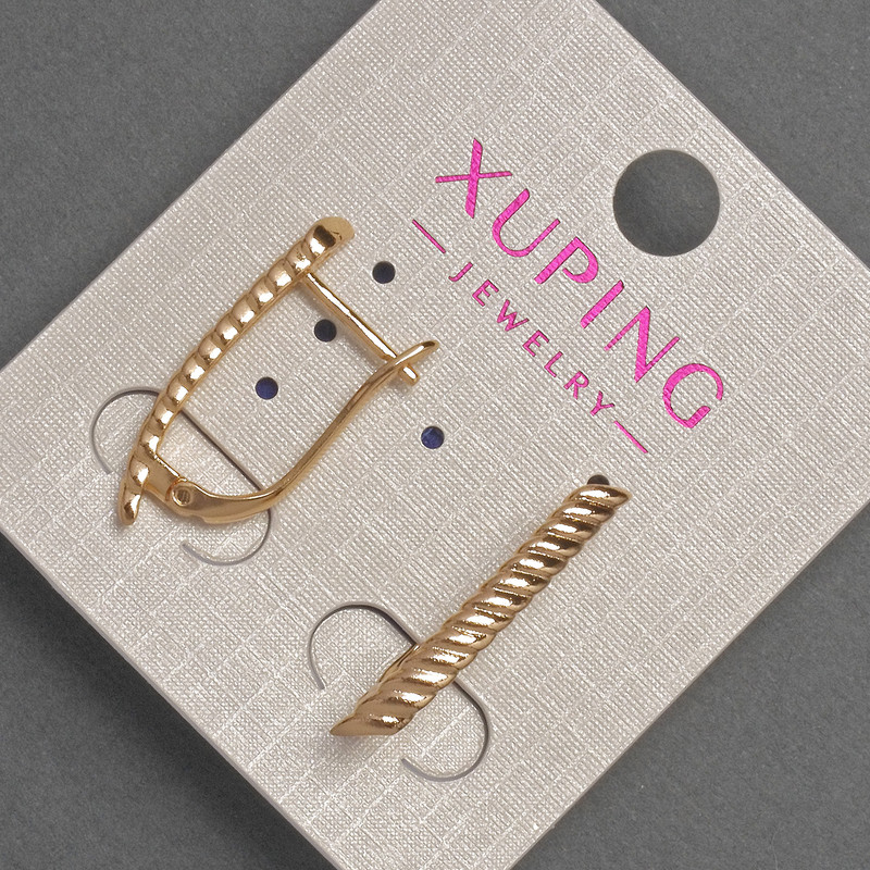 Обеци Xuping, диаметър около 3 мм, дължина около 24 мм, позлата 18К