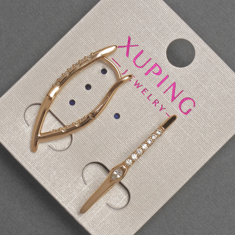 Оебeци Xuping с бели кристали, диаметър 2–3 мм, дължина 32 мм, позлата 18К