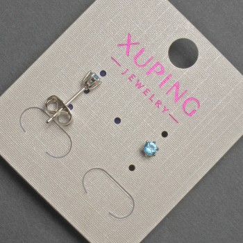 Обици пусети топчета Xuping с лазурен кристал, диаметър 3 мм ± родиево покритие