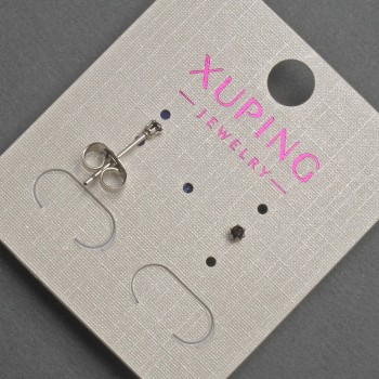 Обeци-пусети с черен кристал Xuping, диаметър около 2 мм, родиево покритие