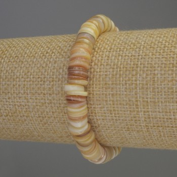 Гривна от перламутър рондел, диаметър 8×2 мм, дължина 18 см, еластична основа