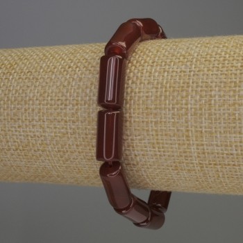 Браслет от карнеол с цилиндрична форма, диаметър 15×8 мм, дължина 18 см, еластичен