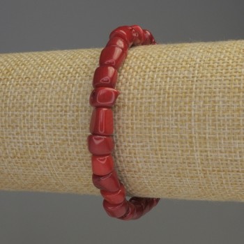 Гривна от корал рубка, диаметър 5–8×8 мм, дължина 18 см, еластична лента