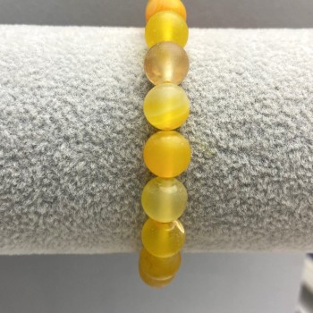 Браслет от матов ахат, гладки мъниста, диаметър около 8 мм, дължина 18 см ±, на еластична основа