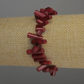 Гривна от корал със цилиндрични мъниста, диаметър 8-15×3-5 мм, дължина 18 см, еластична
