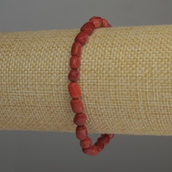 Гривна от корал галтовка, диаметър 6–7×5 мм, дължина 18 см, еластична основа