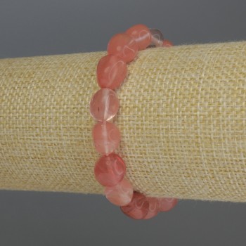 Гривна халцедон галтована, диаметър 9–13×9 мм, дължина 18 см, еластична основа