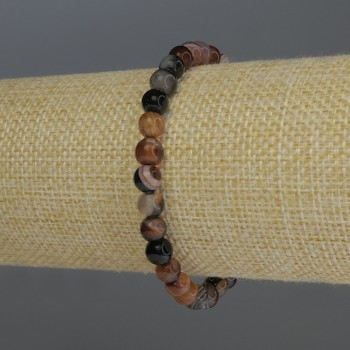 Браслет от агат с гладки мънисти, диаметър 6 мм, дължина 18 см, еластичен