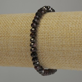 Браслет гранат грановани рондели, диаметър 6×4 мм, дължина 18 см стрейч