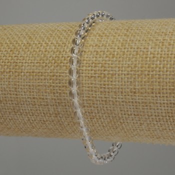 Гривна от планински кристал, гладка мънистa, диаметър 4 мм, дължина 18 см, еластична основа