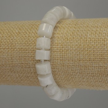 Гривна от адуляр рондел, диаметър 10х7 мм, бисер 3 мм, дължина 18 см, еластична основа