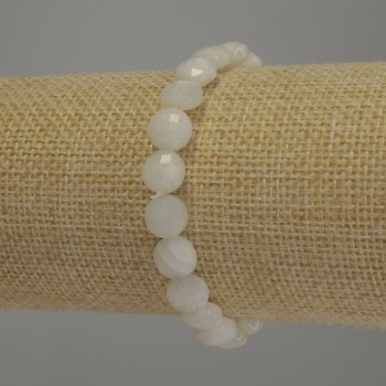 Браслет от адуляр, гранована монета, диаметър 8 мм, дължина 18 см стрейч