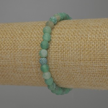 Гривна Мразовит Агат със гладка мъниста, диаметър 6 мм +/-, дължина 18 см еластична