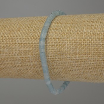 Браслет от аквамарин рондел, диаметър 4×2,5 мм, дължина 18 см, еластична основа