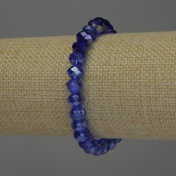 Браслет от чешки кристал, гранован рондел, диаметър 8×6 см ±, дължина 18 см ± стрейч