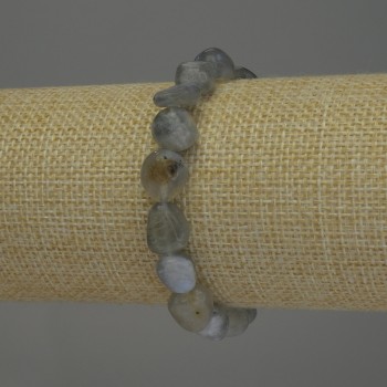 Браслет от лабрадорит с фасети, диаметър 10–12×9 мм ±, дължина 18 см, еластична основа