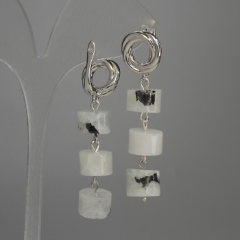 Обеци с адуляр рондел, диаметър 10×7 мм, дължина 50 мм