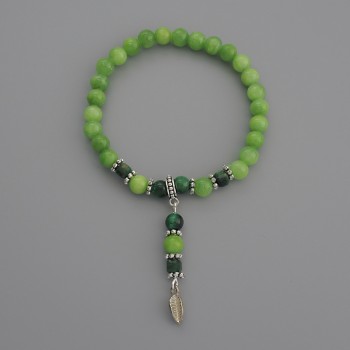 Гривна от акрилни гладки топчета, диаметър 6 мм ±; мъниста котешко око 5 мм ±; кубчета 4 мм ±, дължина 18 см