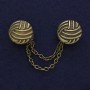 Брошка за кардигани в бронзов цвят, диаметър около 20 мм, верижка дължина 9 см