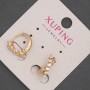 Обици Xuping халки с бели стрази позлата 18K, дебелина 5 мм, диаметър 12 мм
