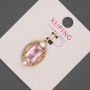 Кулон Xuping с розов кристал, диаметър 14 мм, дължина 28 мм, позлатяване 18K