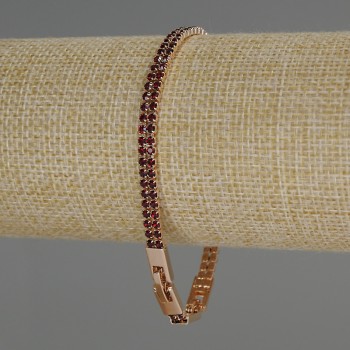 Гривна Xuping позлатяване 18K с червени кристали, дебелина около 4,5 мм, дължина 17–19 см