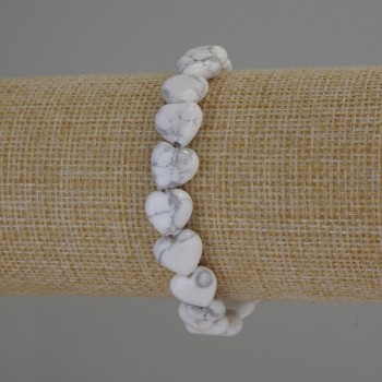 Гривна от каолонг, естествен камък, сърцевидна форма, диаметър 10×10 мм ±, дължина 18 см ±, еластична