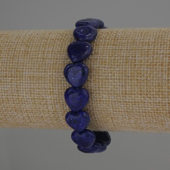 Гривна от лазурит във формата на сърце, диаметър 12×12 мм, дължина 18 см, еластична