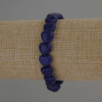 Браслет лазурит със сърце, диаметър 10×10 мм, дължина 18 см, еластичен