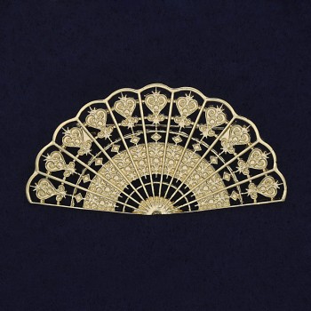 Брошка във формата на ветрило, цвят матово злато, златист метал 62×32 мм+