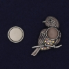 Магнитна брошка «Птица» с емал и котешко око, сребрист метал 34х28 мм+