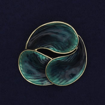 Брошка Акцент със зелено емайлово покритие 44 мм+