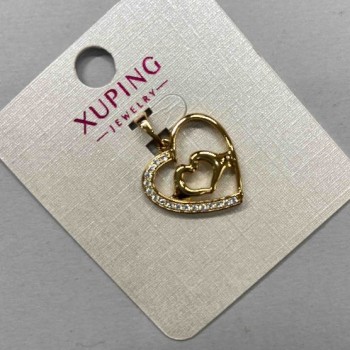 Кулон Xuping «Сърце» с бели стрази, диаметър 18 мм ±, дължина 26 мм ± позлата 18К