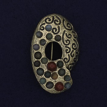 Брошка Акцент Асортимент камъни златист метал 40×25 мм+